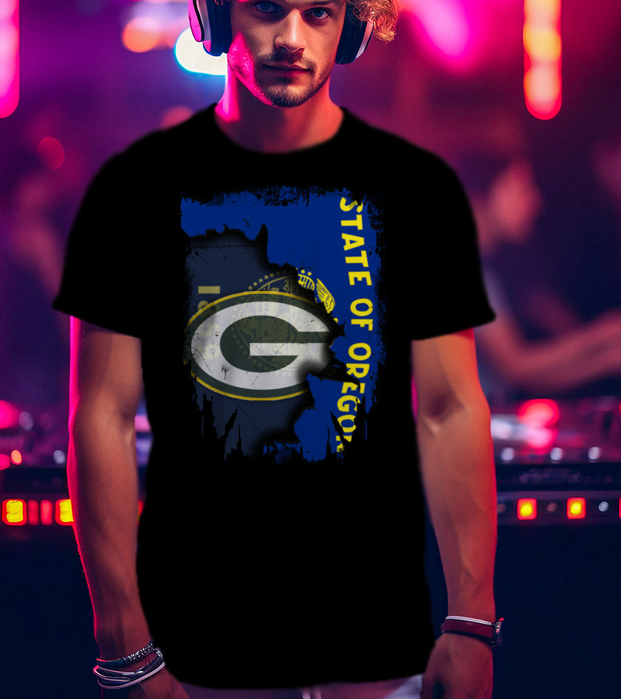 State Of Oregon Torn With Packers T-Shirt