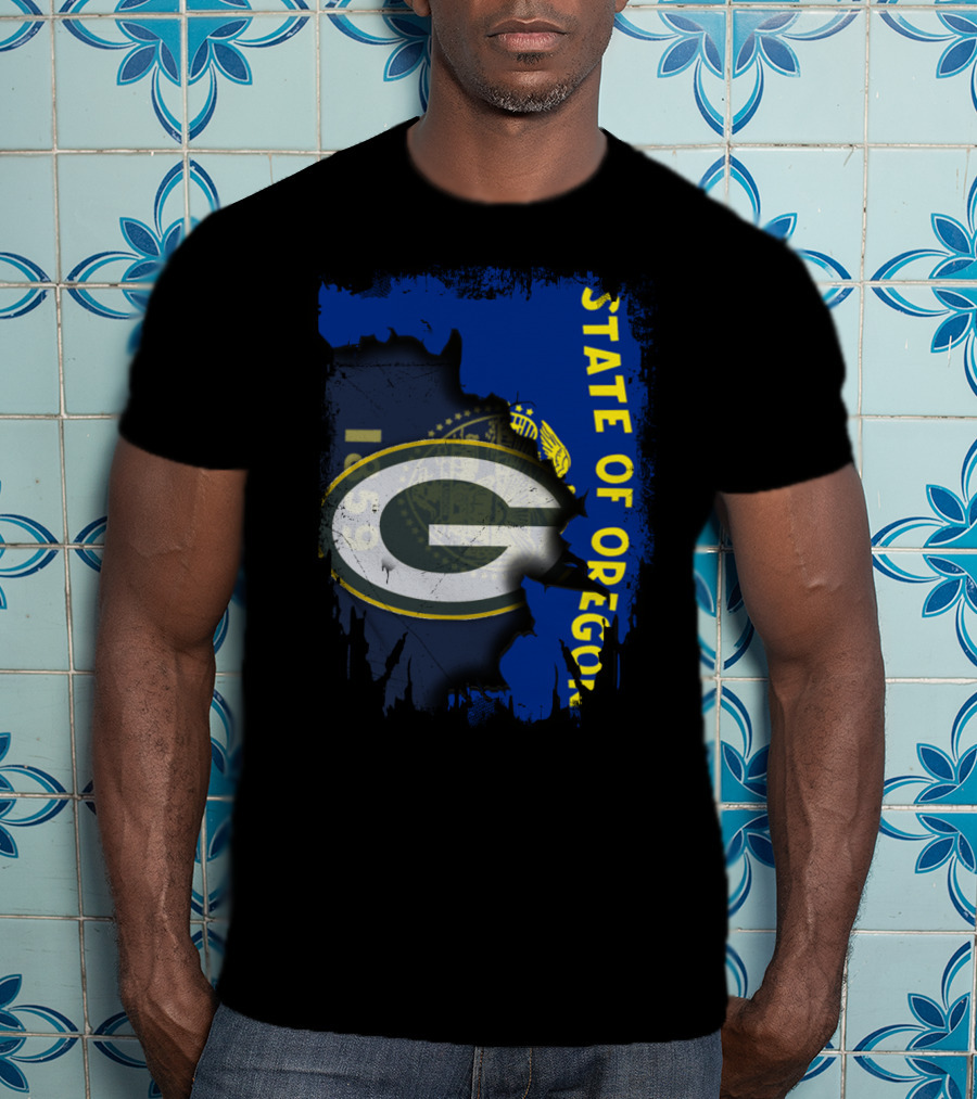 State Of Oregon Torn With Packers T-Shirt