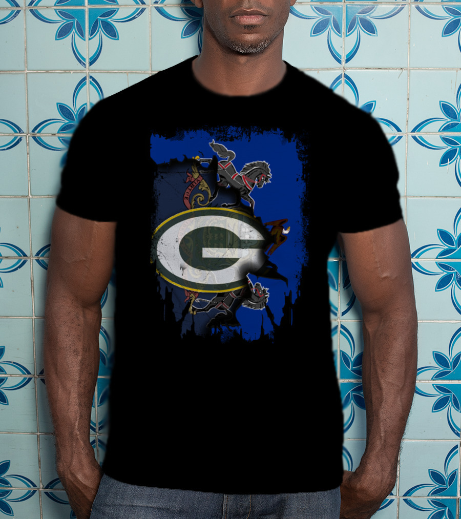 Green Bay Packers Logo Over Pennsylvania State Emblem T-Shirt
