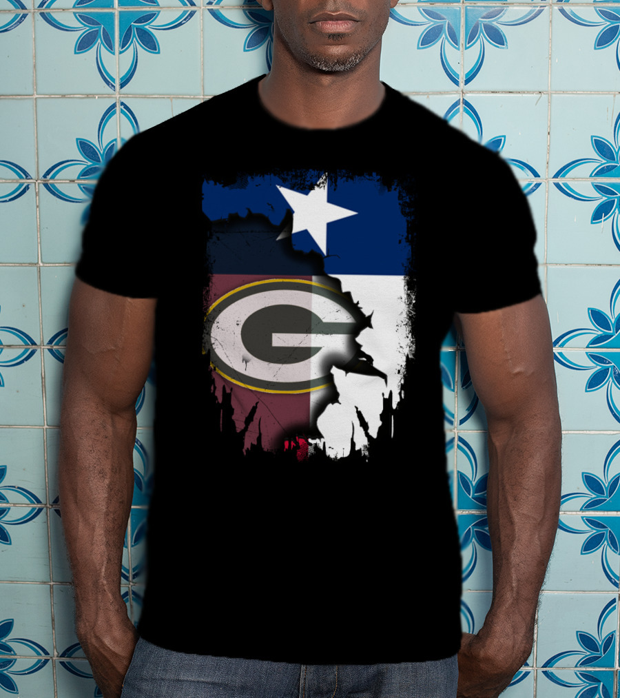 Together Texas Green Bay Packers Star Lone Star Flag T-Shirt