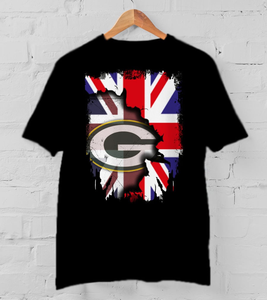 United Kingdom Union Jack With Green Bay Packers T-Shirt