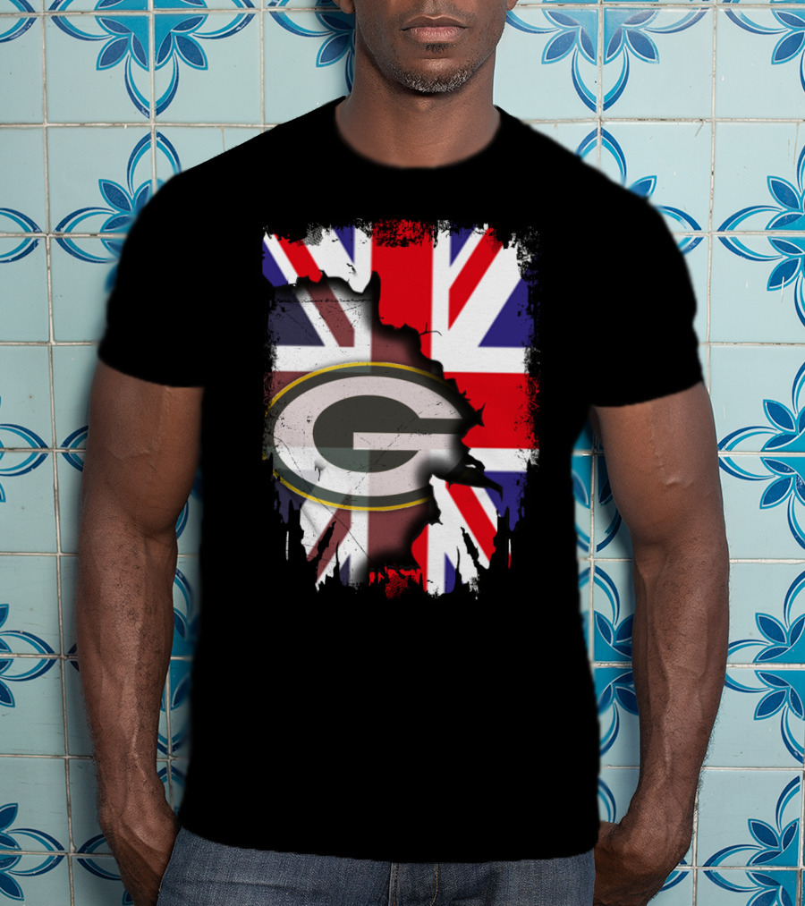 United Kingdom Union Jack With Green Bay Packers T-Shirt