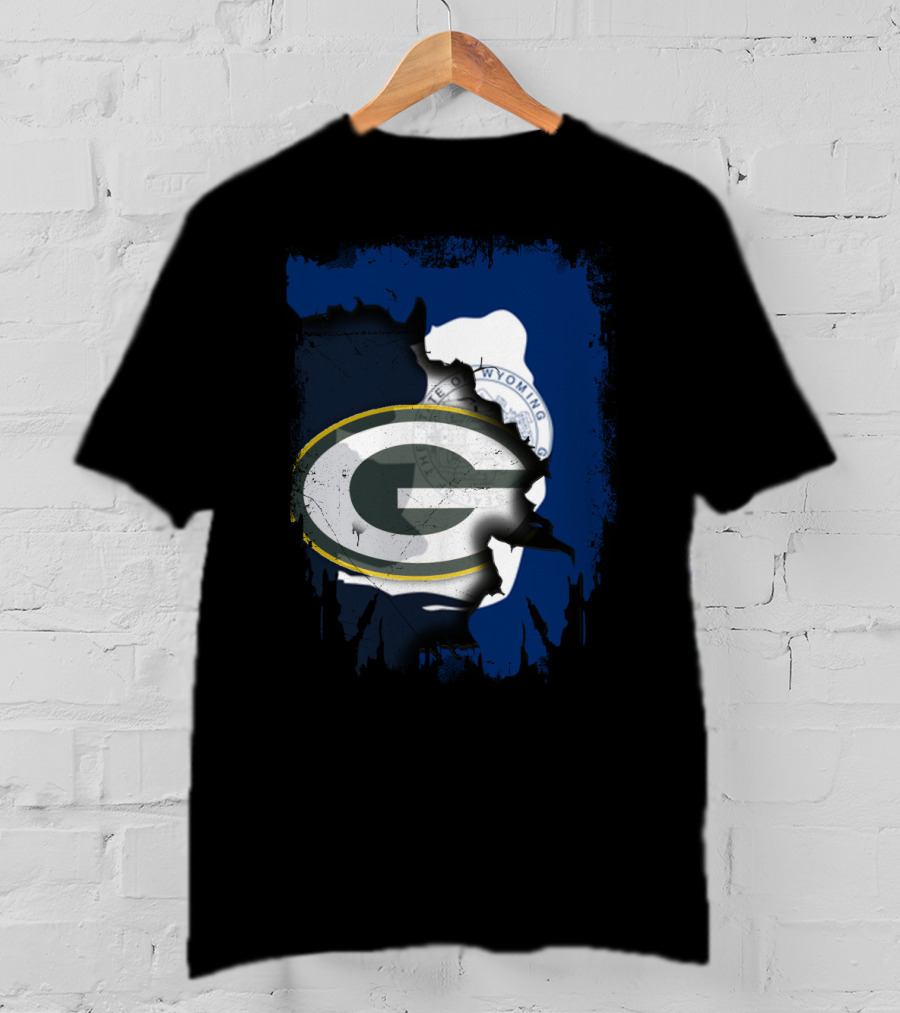 Wyoming State And Green Bay Packers Fusion T-Shirt