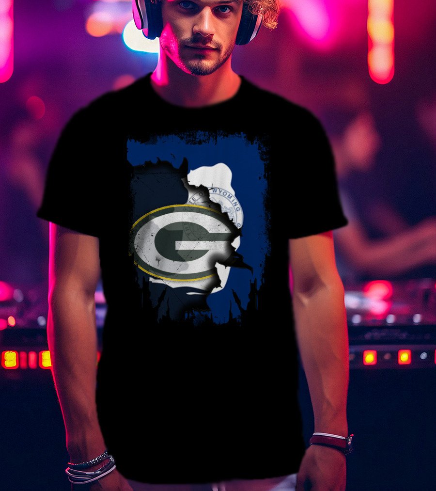 Wyoming State And Green Bay Packers Fusion T-Shirt