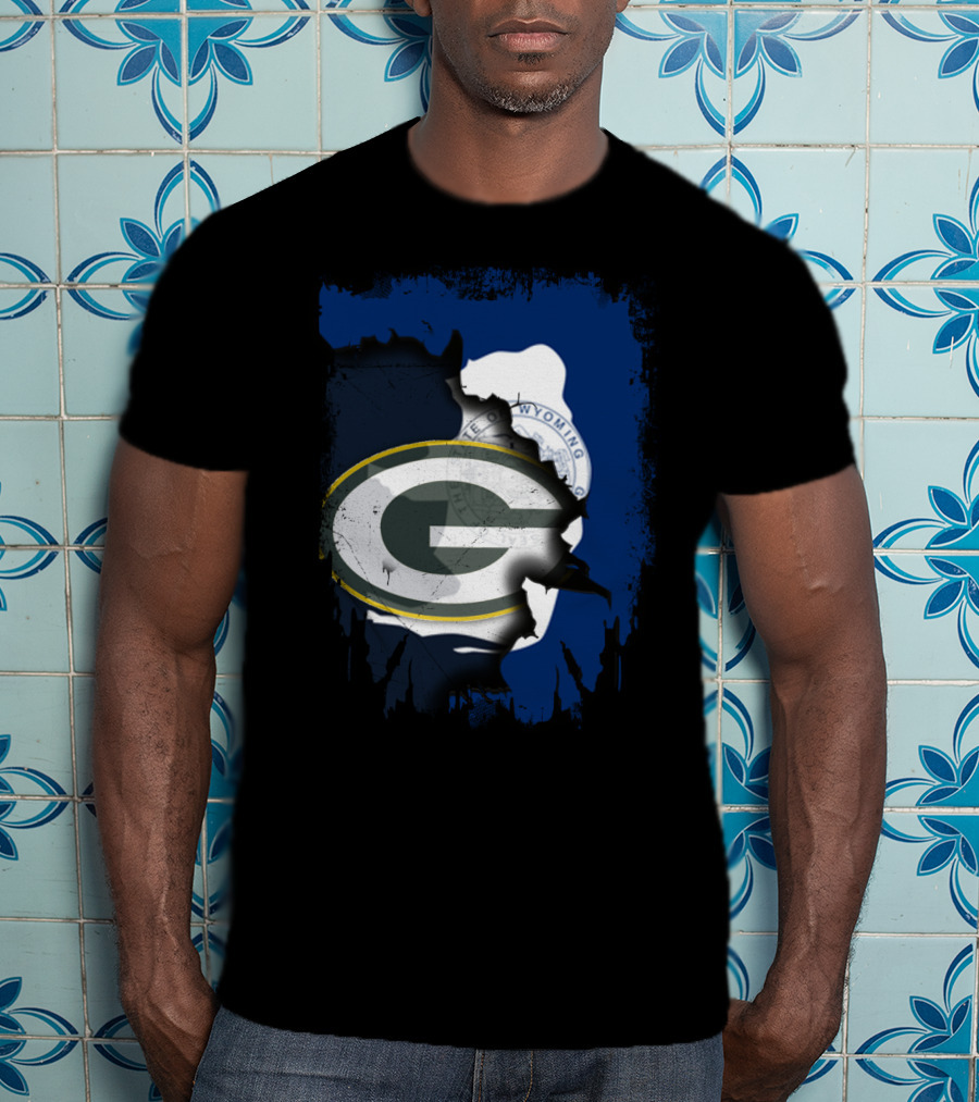 Wyoming State And Green Bay Packers Fusion T-Shirt