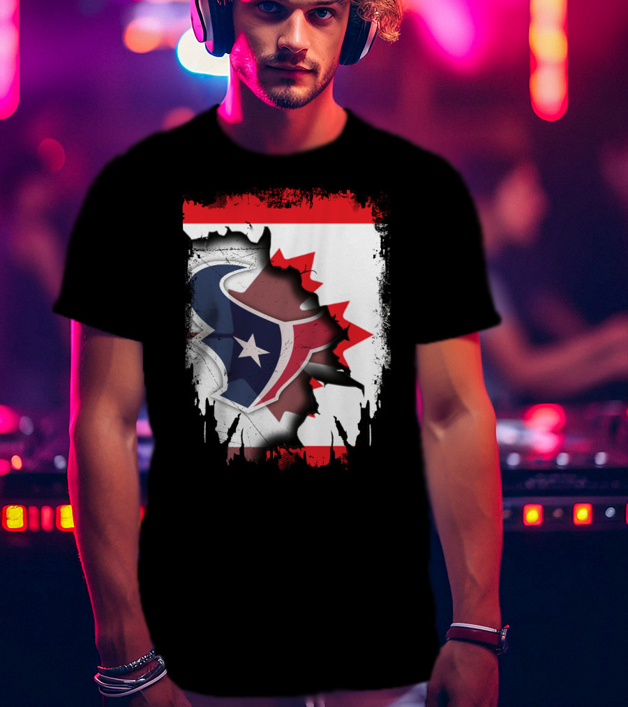 Together Canada With Texans Houston Football Emblem And Canadian Flag Integration T-Shirt