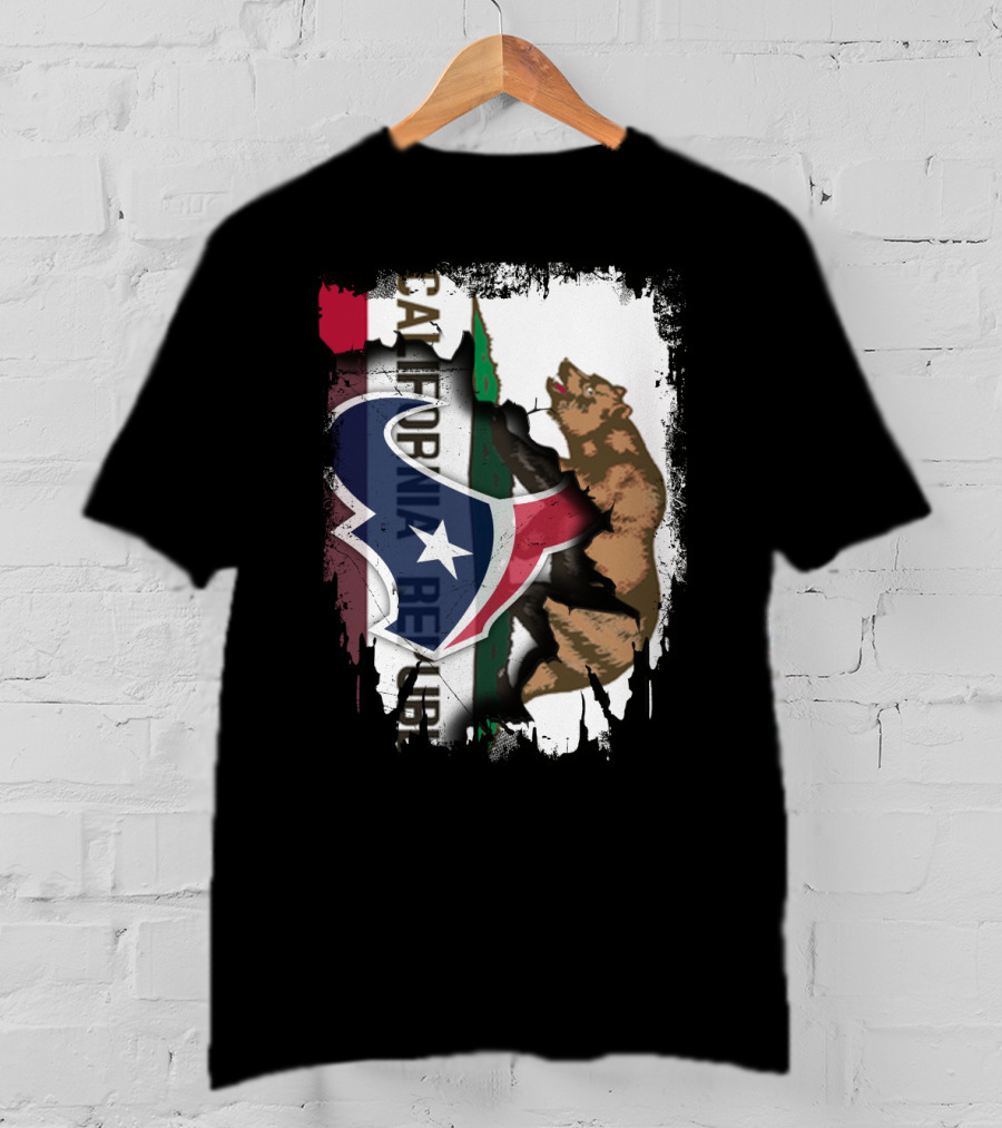 California Republic Meets Texas Emblem With Bear And Lone Star Fusion T-Shirt