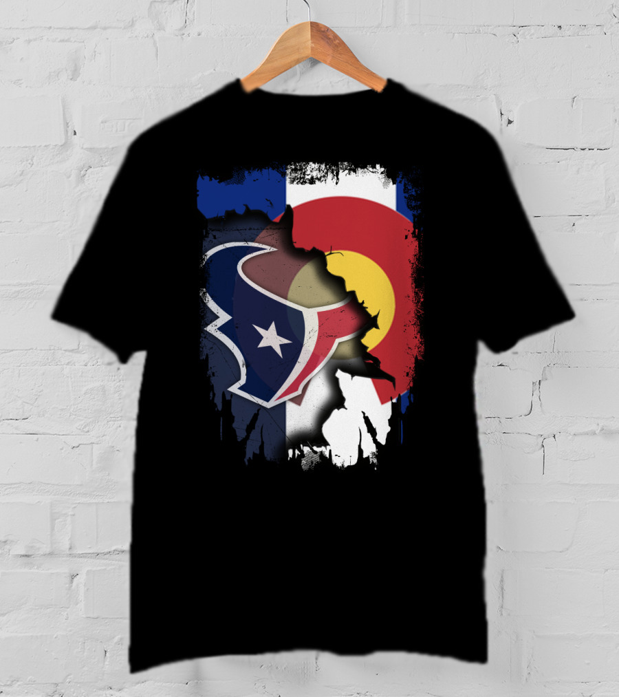 Together Colorado With Texans Flag And Houston Texans Logo Collaboration T-Shirt