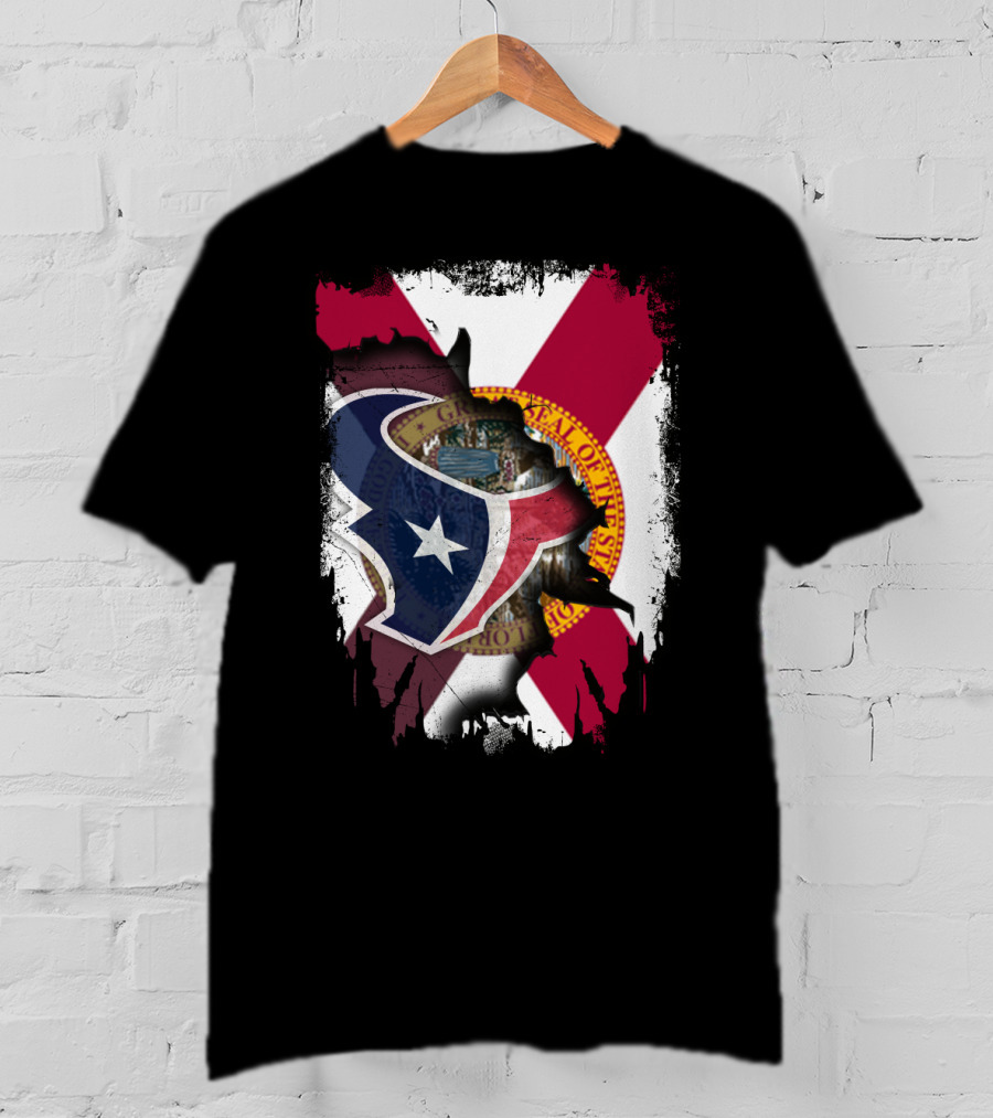 Florida Flag With Houston Texans Logo Fusion T-Shirt
