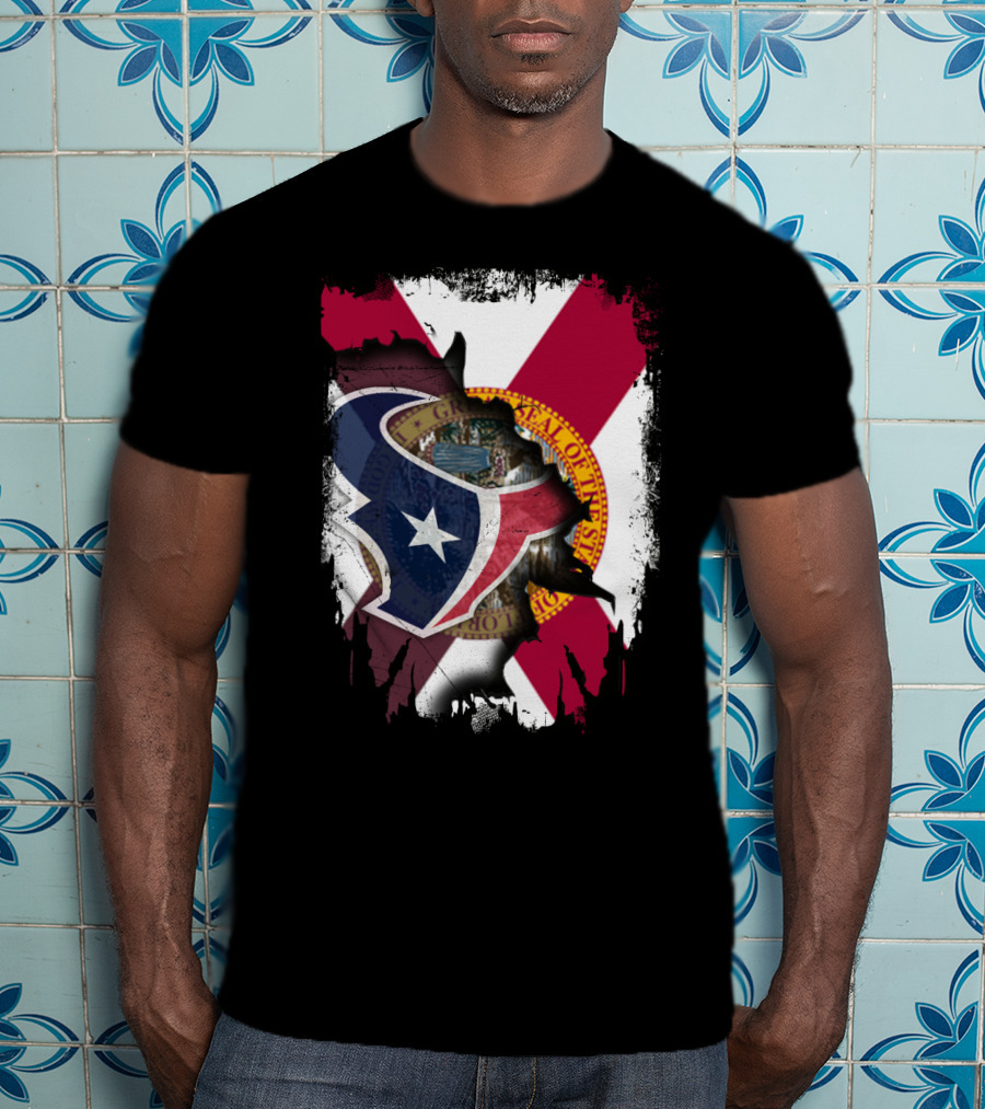 Florida Flag With Houston Texans Logo Fusion T-Shirt