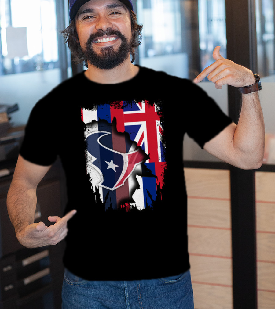 Hawaii Together With Texans Flag And Logo Collaboration T-Shirt