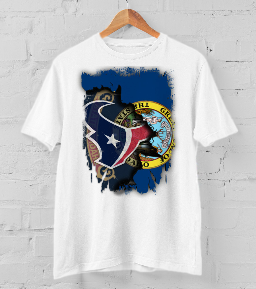 Idaho State Seal And Houston Texans Logo Fusion T-Shirt