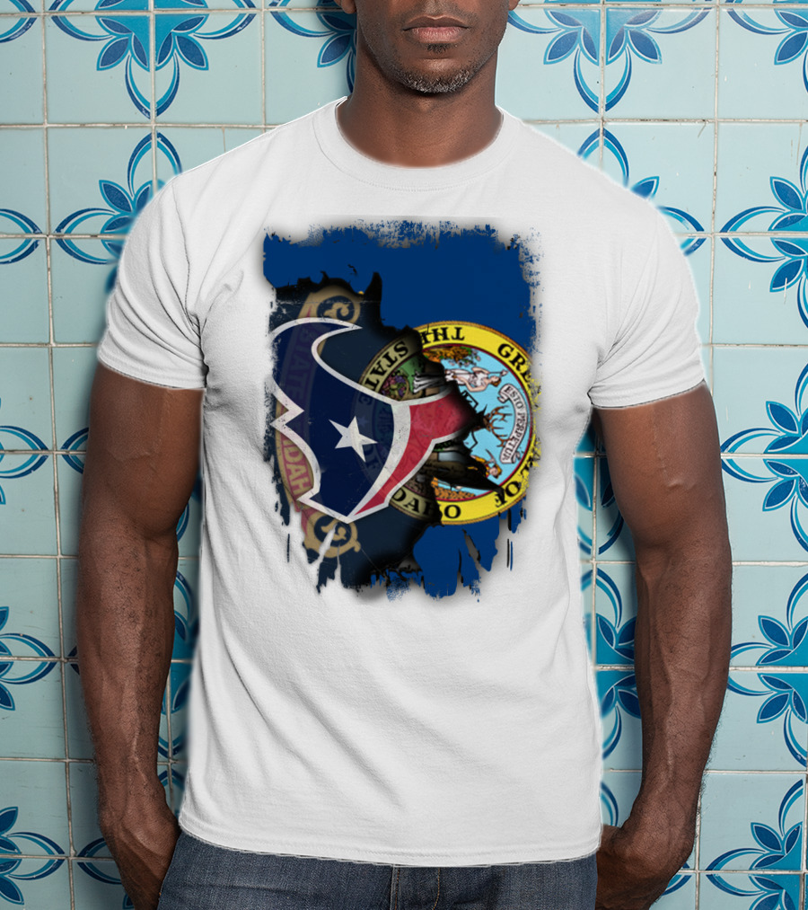 Idaho State Seal And Houston Texans Logo Fusion T-Shirt