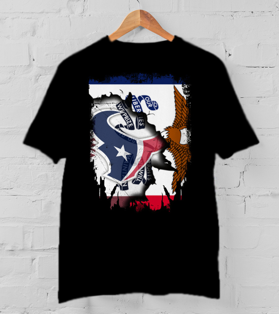 Iowa Flag And Texas Texans Symbol Unity T-Shirt