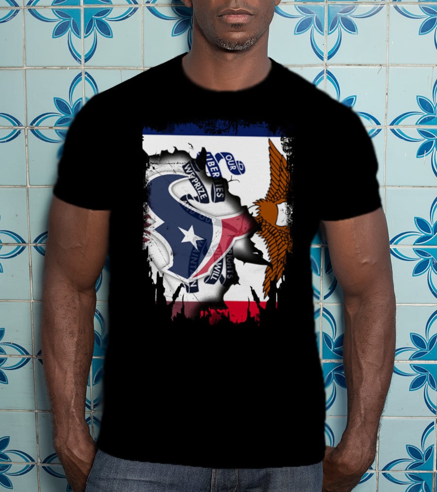 Iowa Flag And Texas Texans Symbol Unity T-Shirt