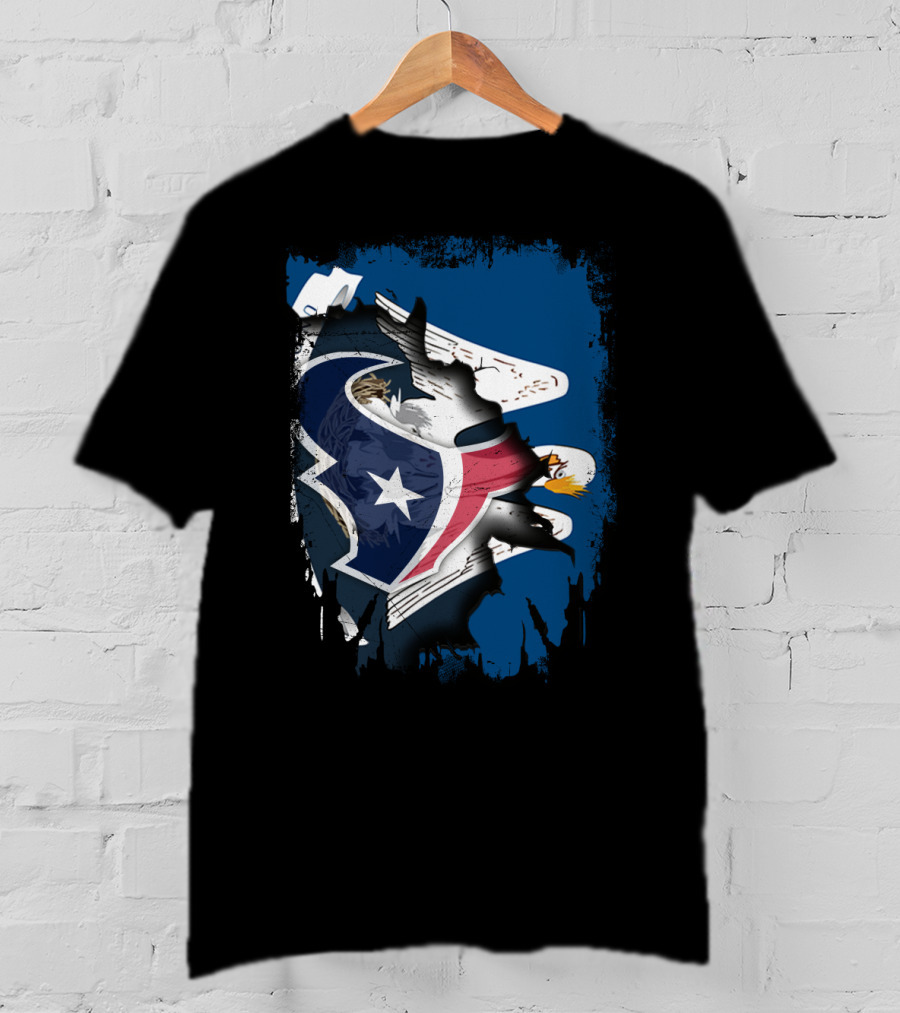 Together Louisiana With Texans Bald Eagle Hidden Flag Fusion T-Shirt