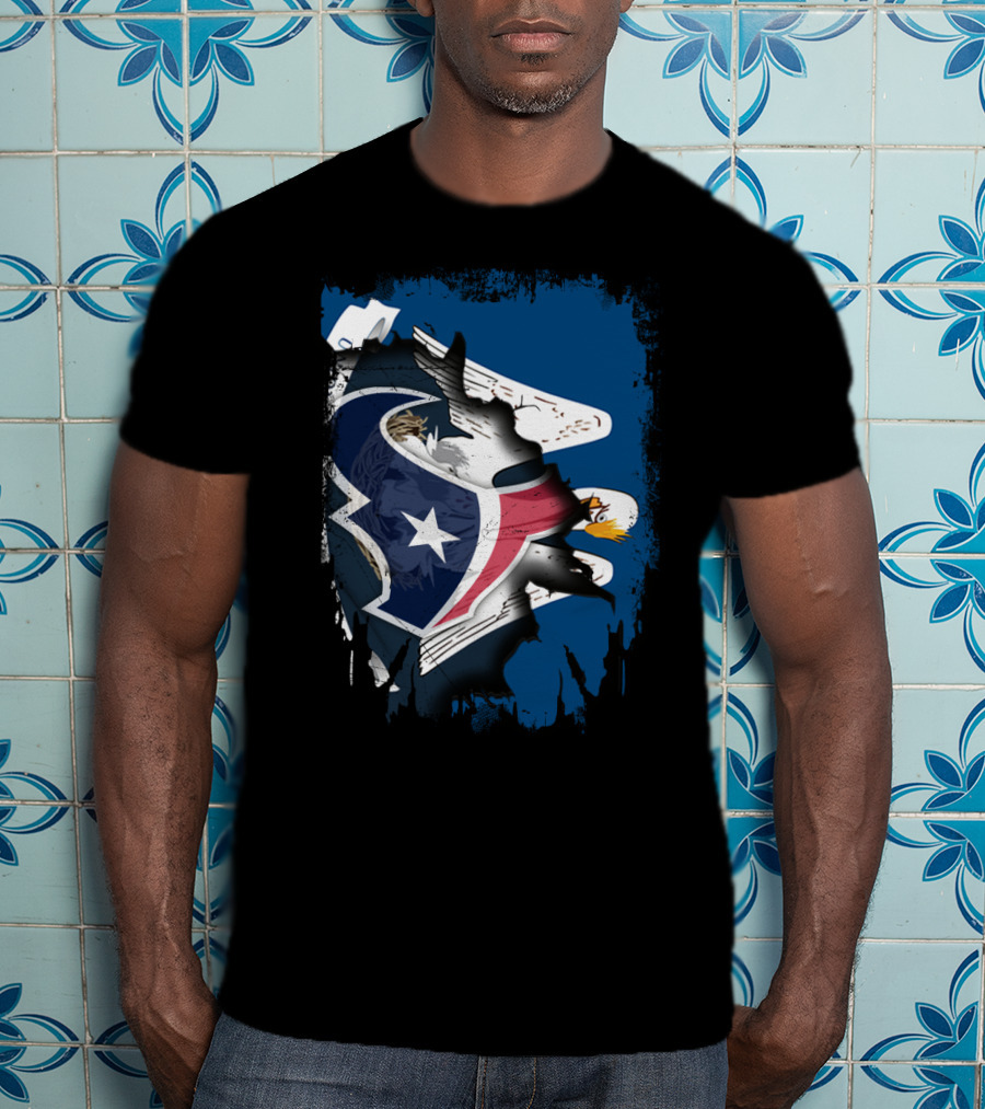 Together Louisiana With Texans Bald Eagle Hidden Flag Fusion T-Shirt