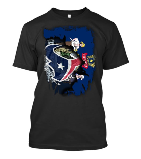 Together Maine With Texans Dirigo Star Icon Blue Background T-Shirt