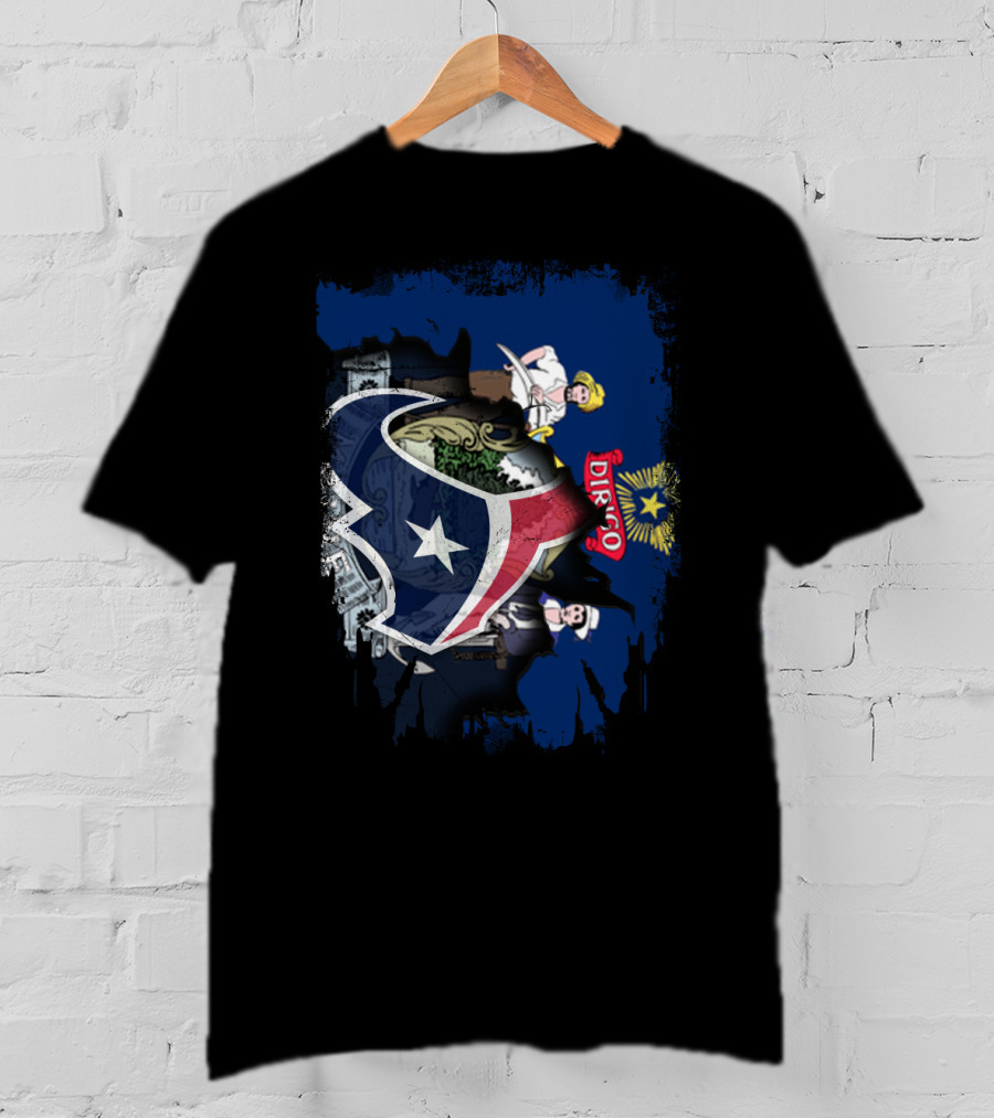 Together Maine With Texans Dirigo Star Icon Blue Background T-Shirt