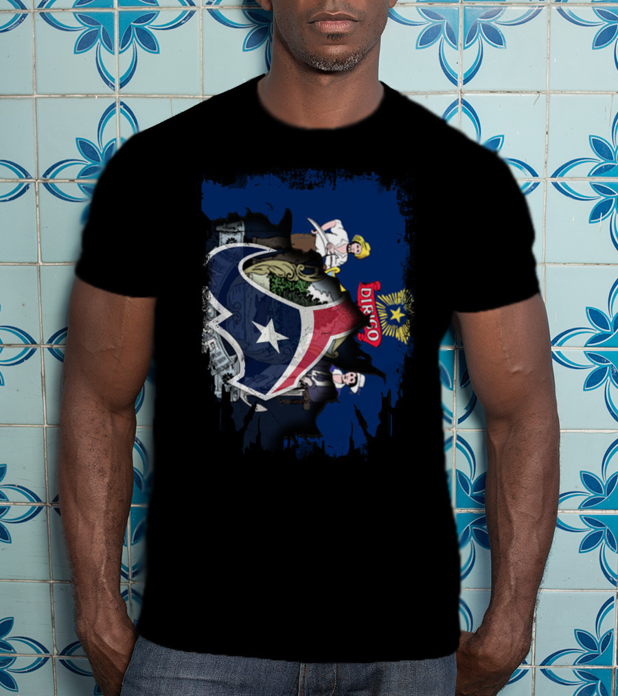 Together Maine With Texans Dirigo Star Icon Blue Background T-Shirt