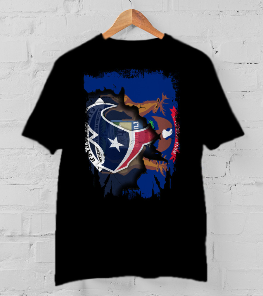 Michigan Texas Alliance With Texan And Michigan Flags T-Shirt