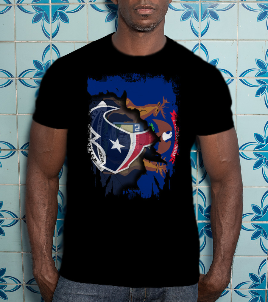 Michigan Texas Alliance With Texan And Michigan Flags T-Shirt