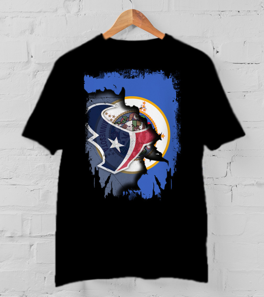Minnesota And Texans United: Shield And Seal Fusion T-Shirt