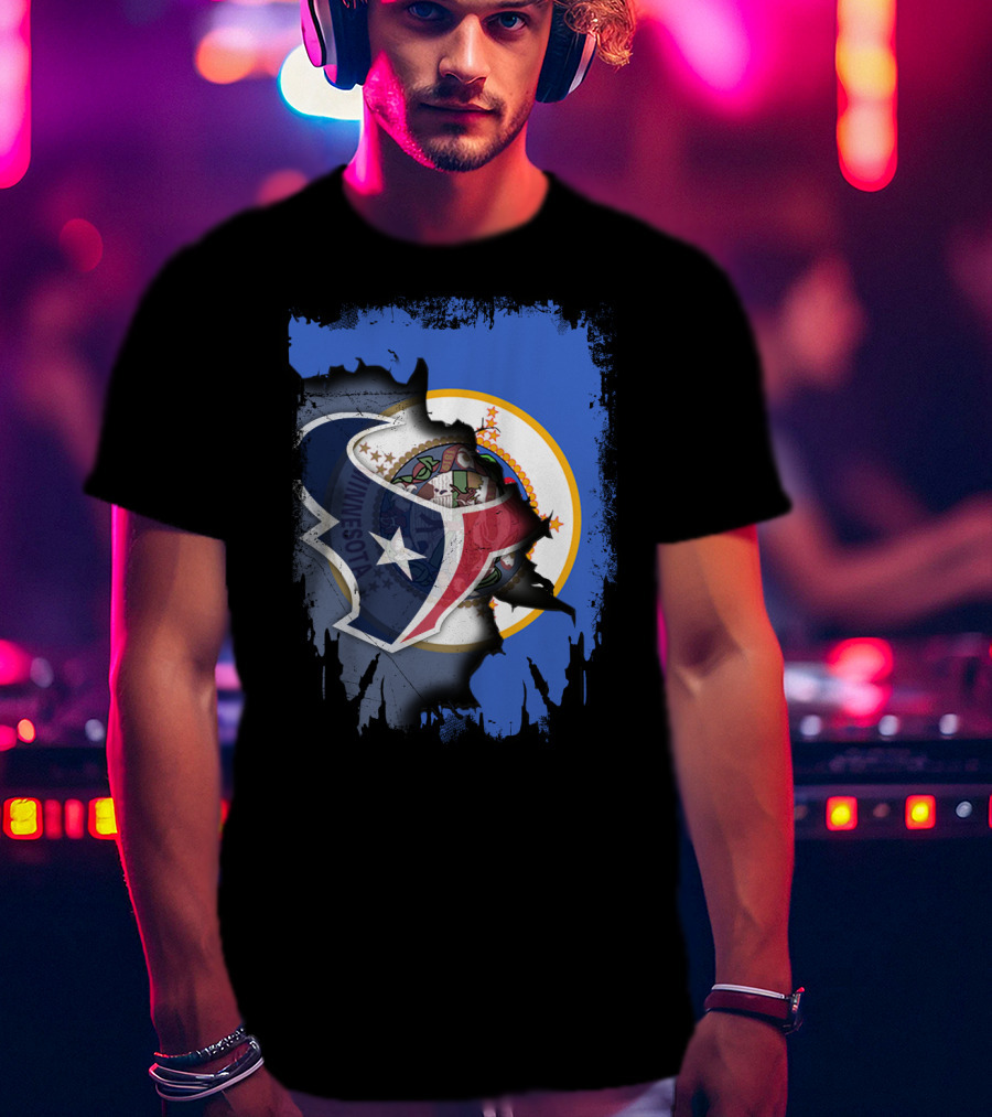 Minnesota And Texans United: Shield And Seal Fusion T-Shirt