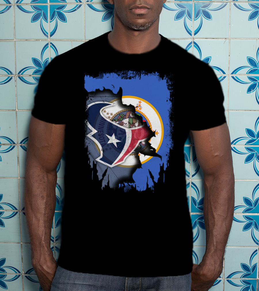 Minnesota And Texans United: Shield And Seal Fusion T-Shirt