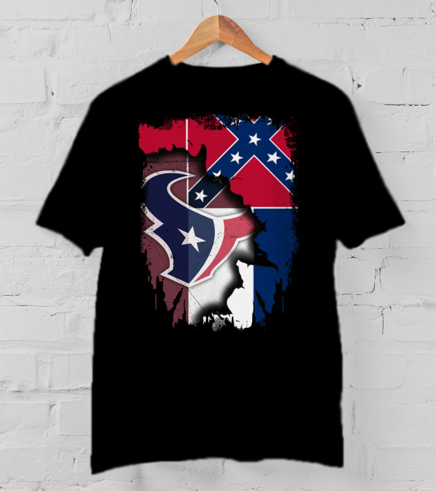 Mississippi Flags And Texans NFL Logo Integration T-Shirt
