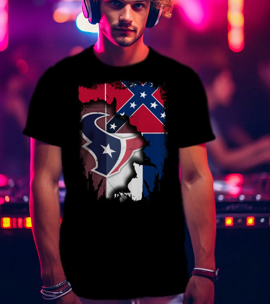Mississippi Flags And Texans NFL Logo Integration T-Shirt