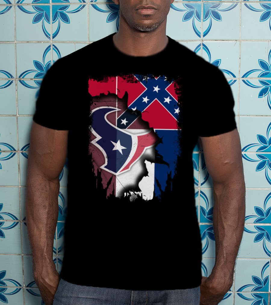 Mississippi Flags And Texans NFL Logo Integration T-Shirt