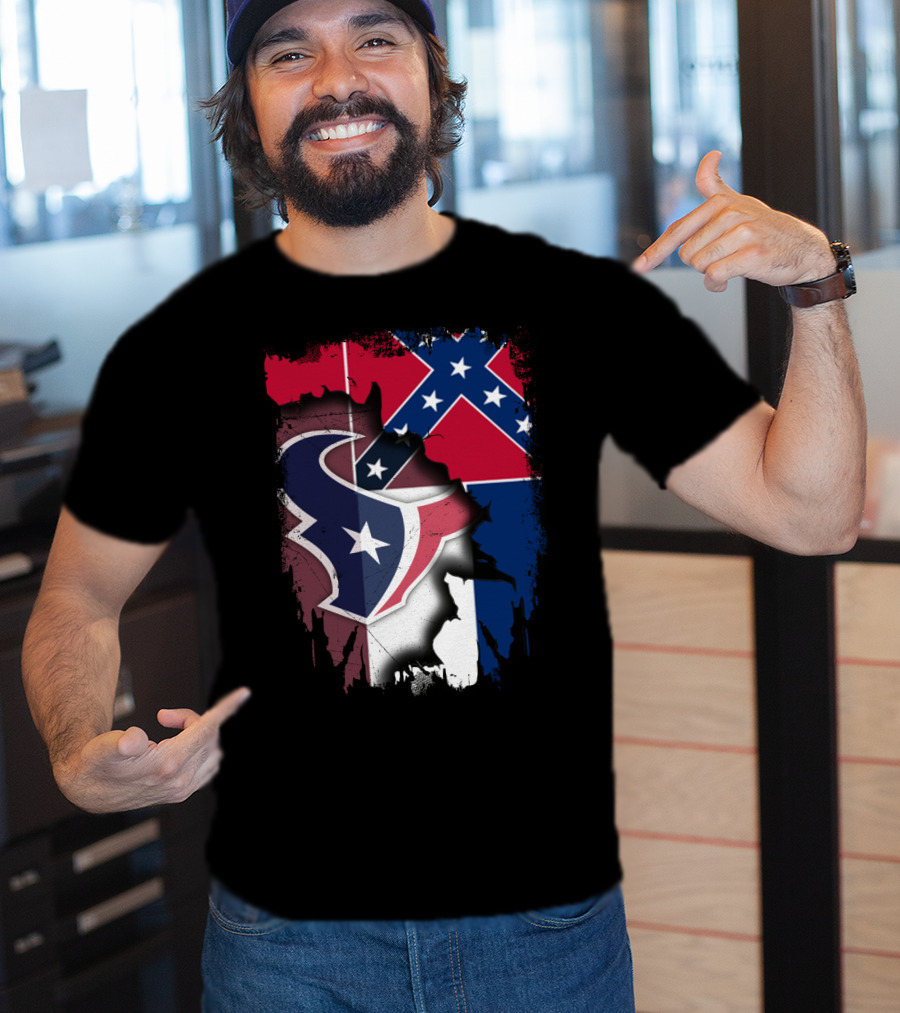 Mississippi Flags And Texans NFL Logo Integration T-Shirt