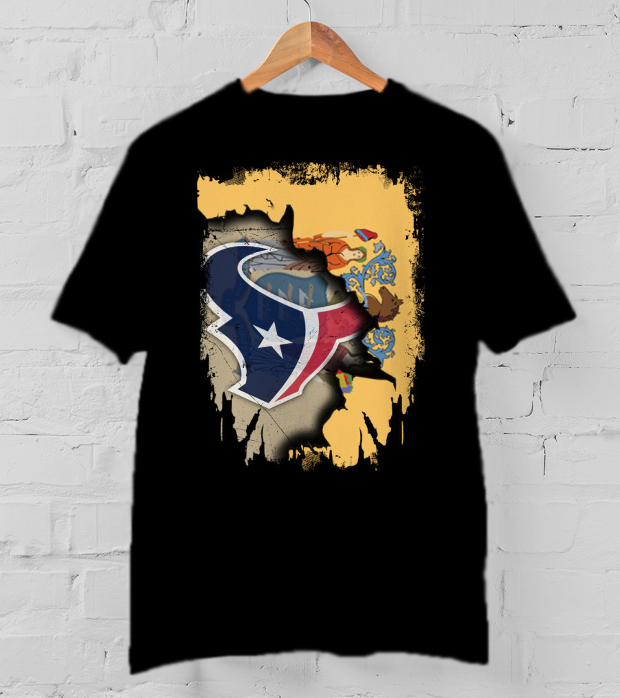New Jersey Texas Tattered Flag Unity T-Shirt