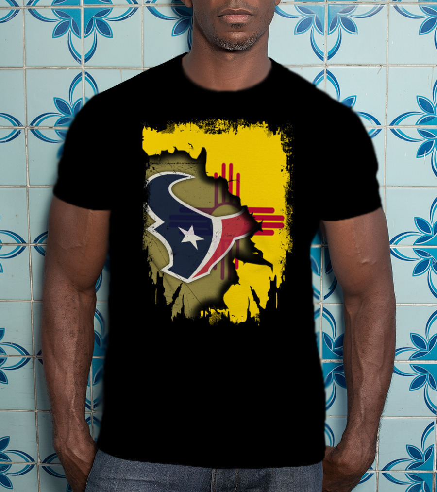 New Mexico And Texas Unite With Texans Football Logo On Zia T-Shirt