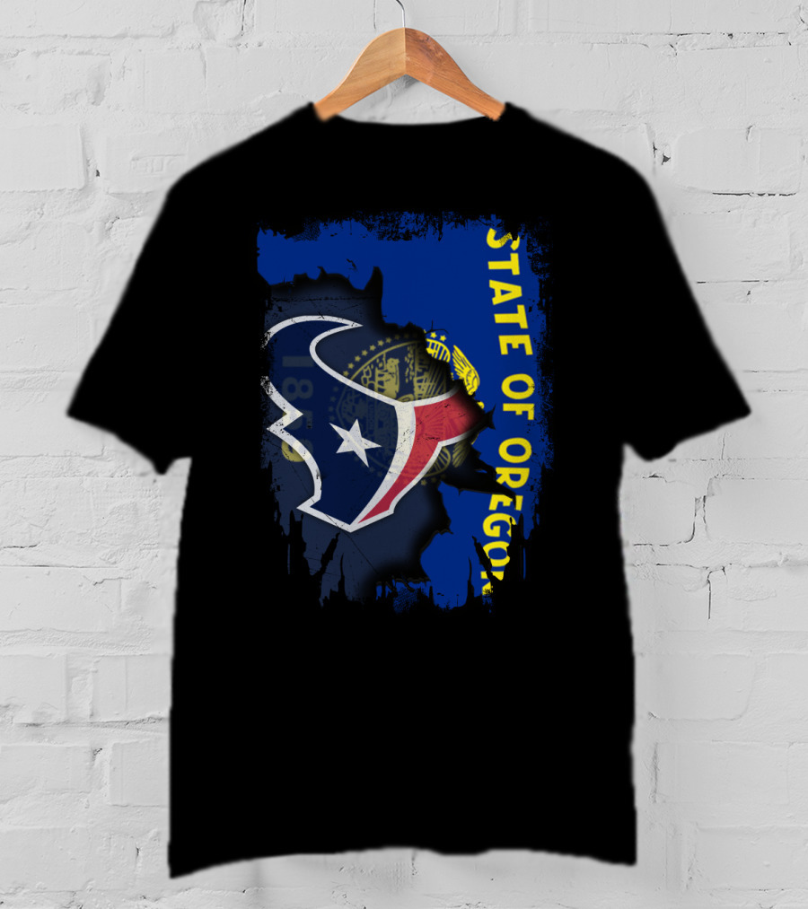 State Of Oregon With Texas Football Logo Fusion T-Shirt
