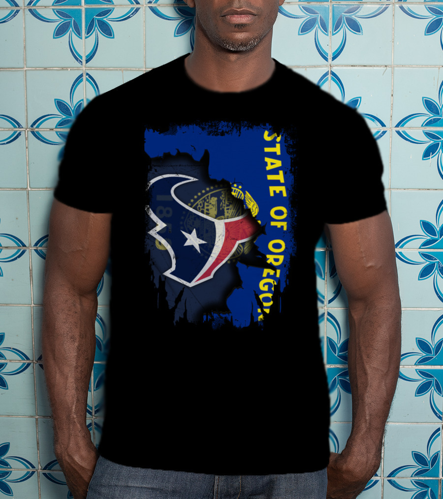 State Of Oregon With Texas Football Logo Fusion T-Shirt