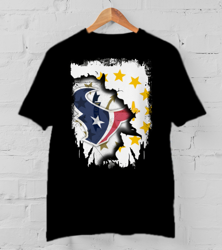 Rhode Island And Texans Star Logo Merge With Together T-Shirt