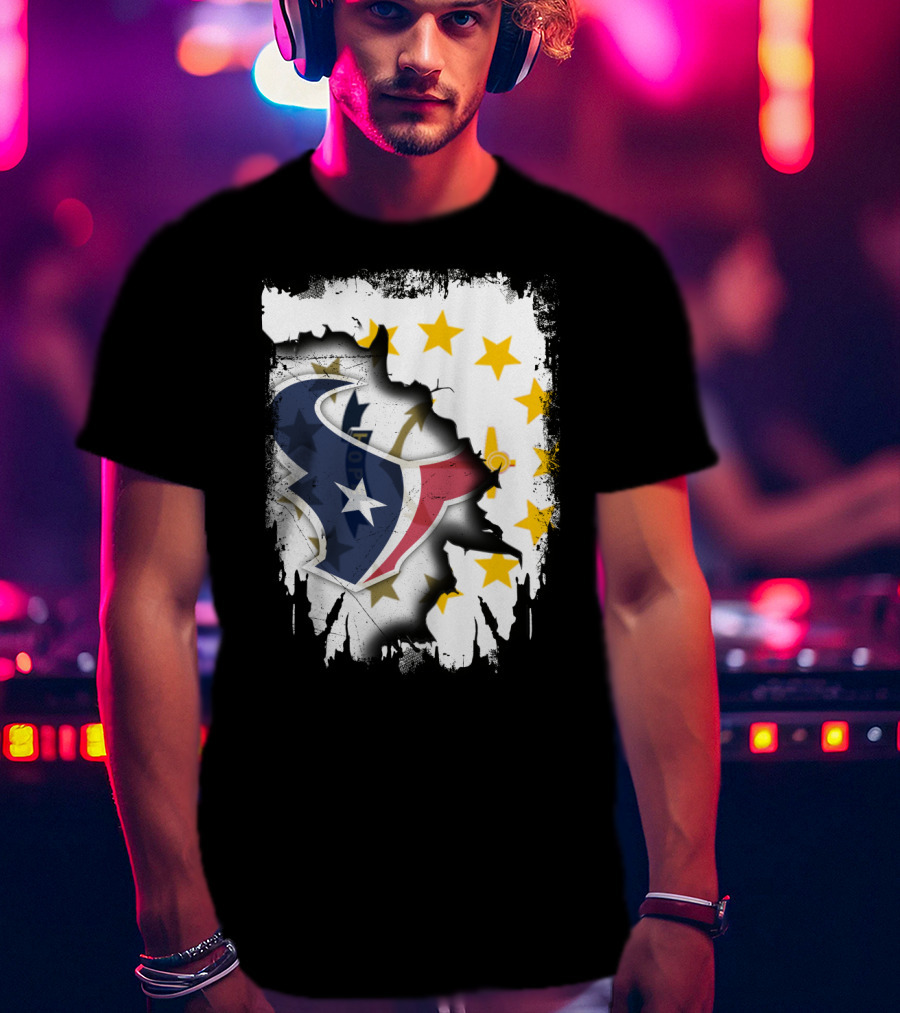 Rhode Island And Texans Star Logo Merge With Together T-Shirt