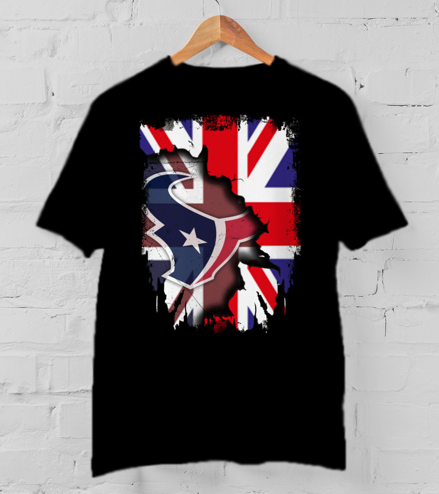 United Kingdom Flag With Texans Football Logo Fusion T-Shirt