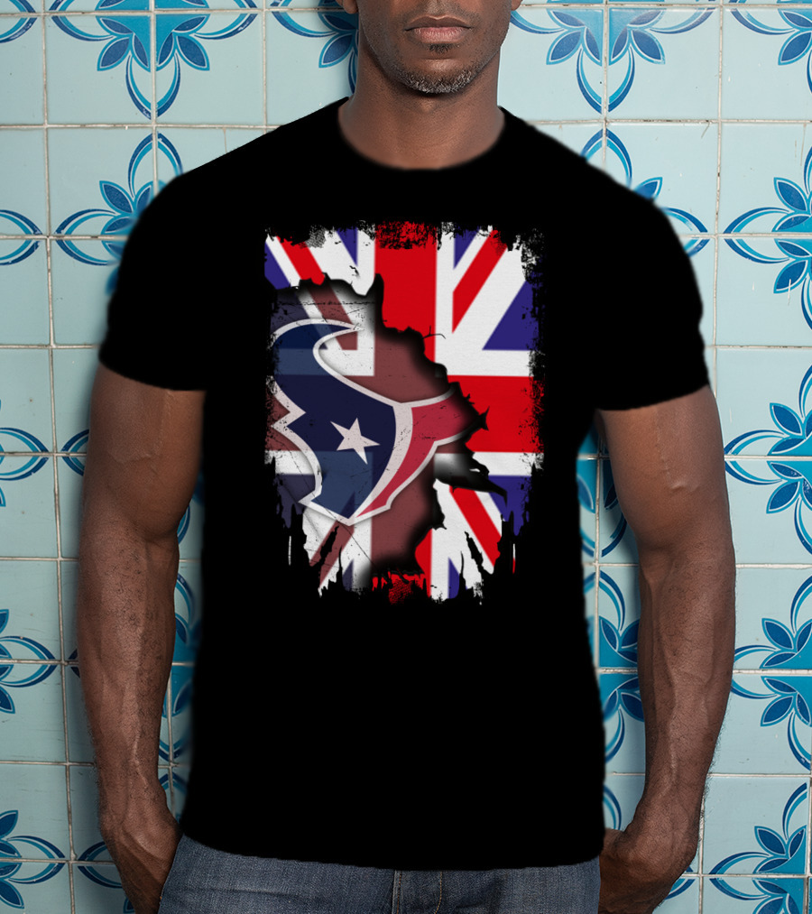 United Kingdom Flag With Texans Football Logo Fusion T-Shirt