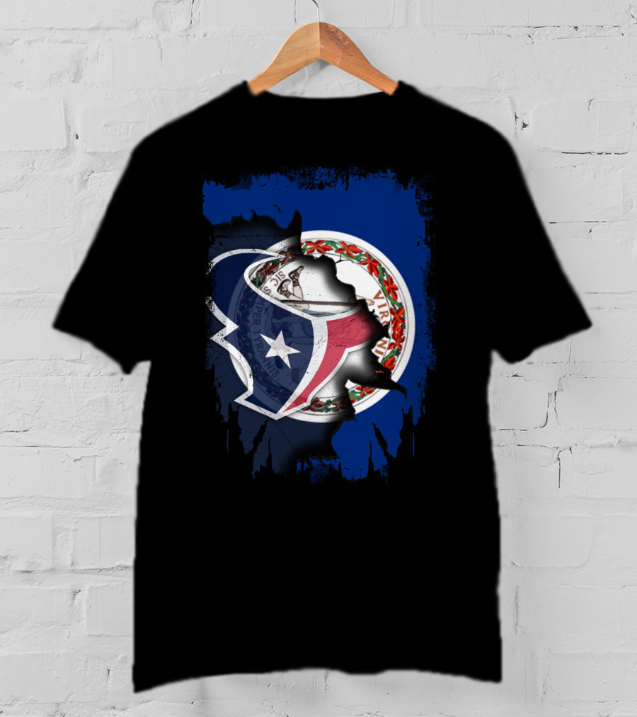 Virginia And Texans United With State And Football Pride T-Shirt