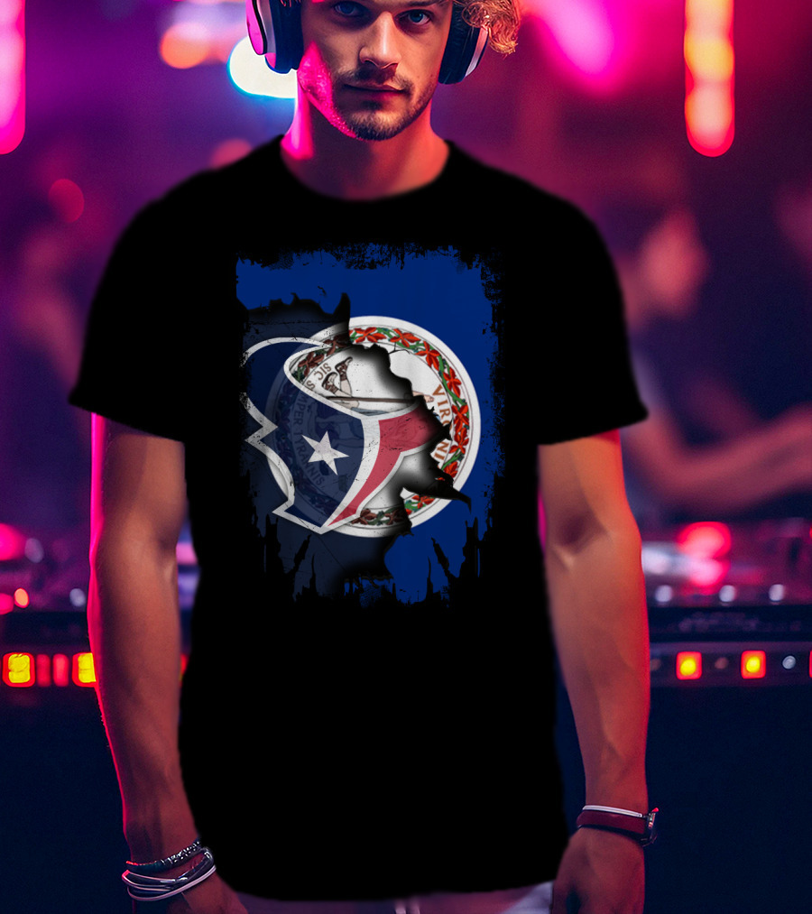 Virginia And Texans United With State And Football Pride T-Shirt