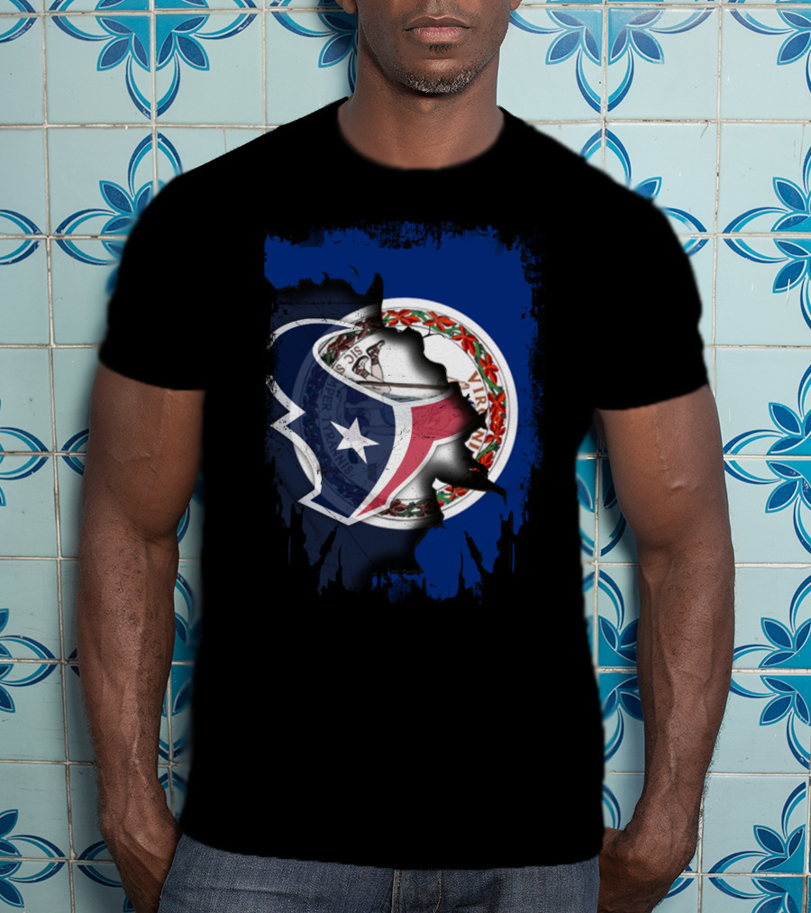 Virginia And Texans United With State And Football Pride T-Shirt