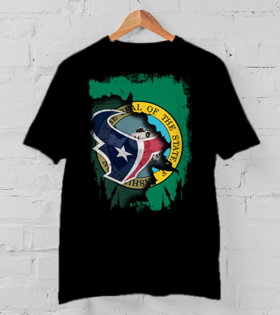 Washington State Seal Combined With Texans Logo Together T-Shirt