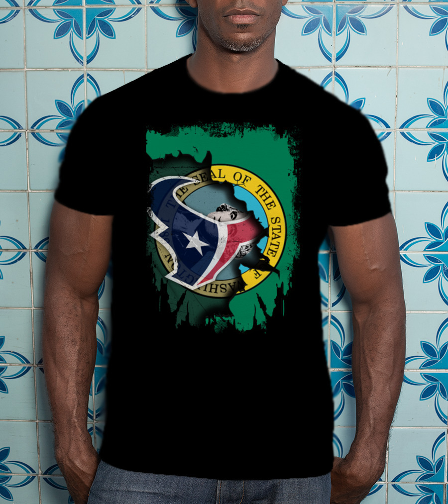 Washington State Seal Combined With Texans Logo Together T-Shirt