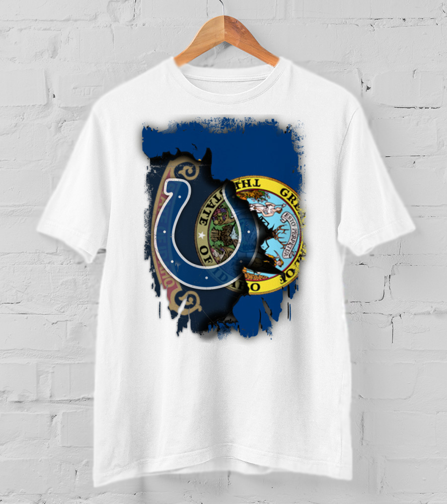 Idaho State Flag And Colts Horseshoe United T-Shirt
