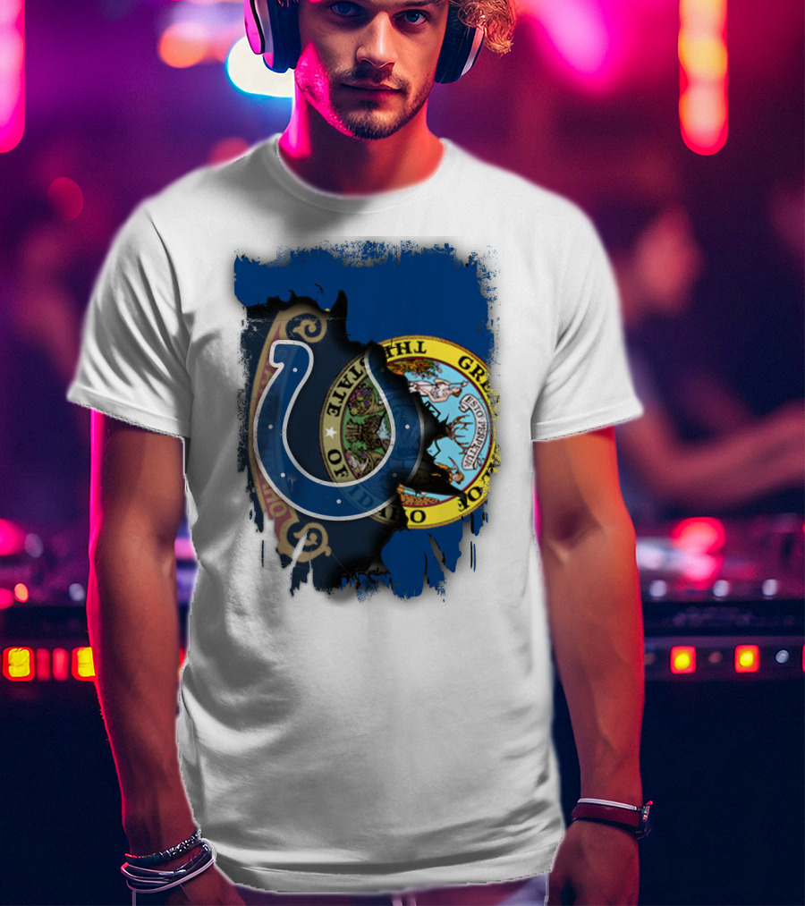 Idaho State Flag And Colts Horseshoe United T-Shirt