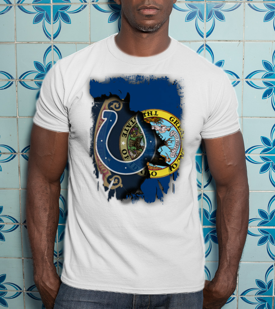 Idaho State Flag And Colts Horseshoe United T-Shirt