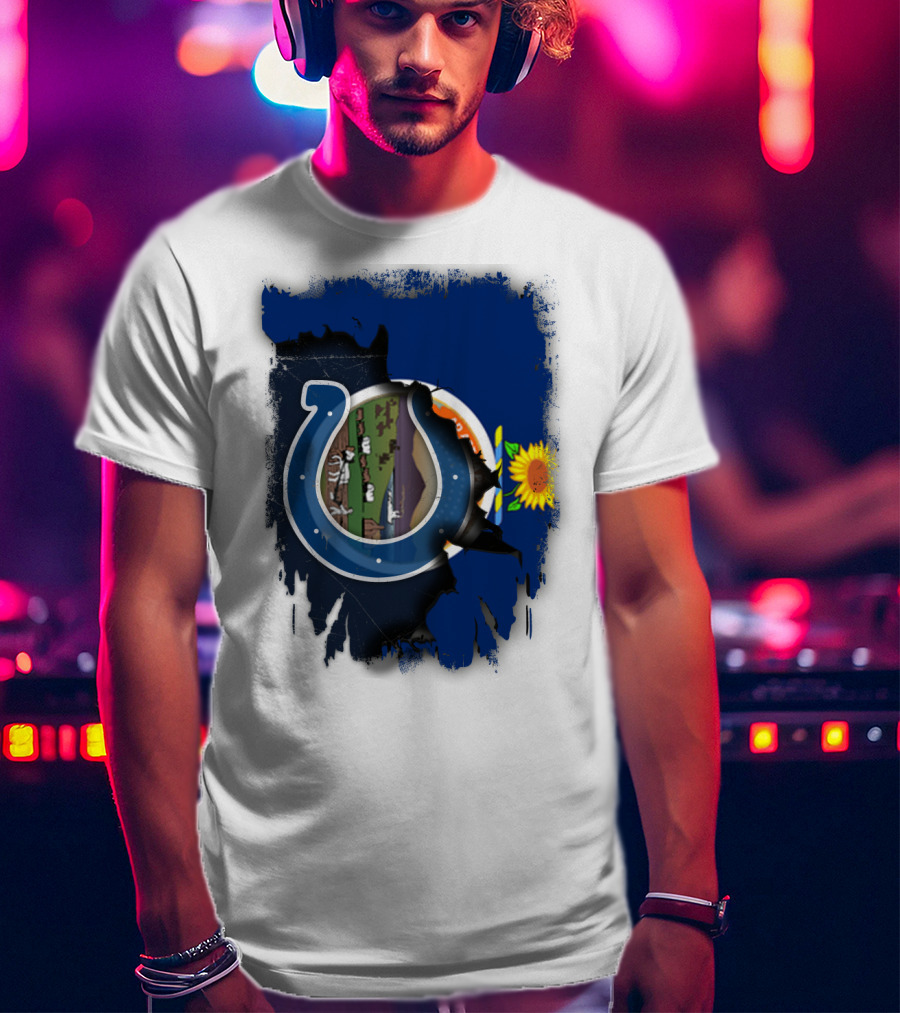 Kansas Colts Union With State Flag Sunflower T-Shirt